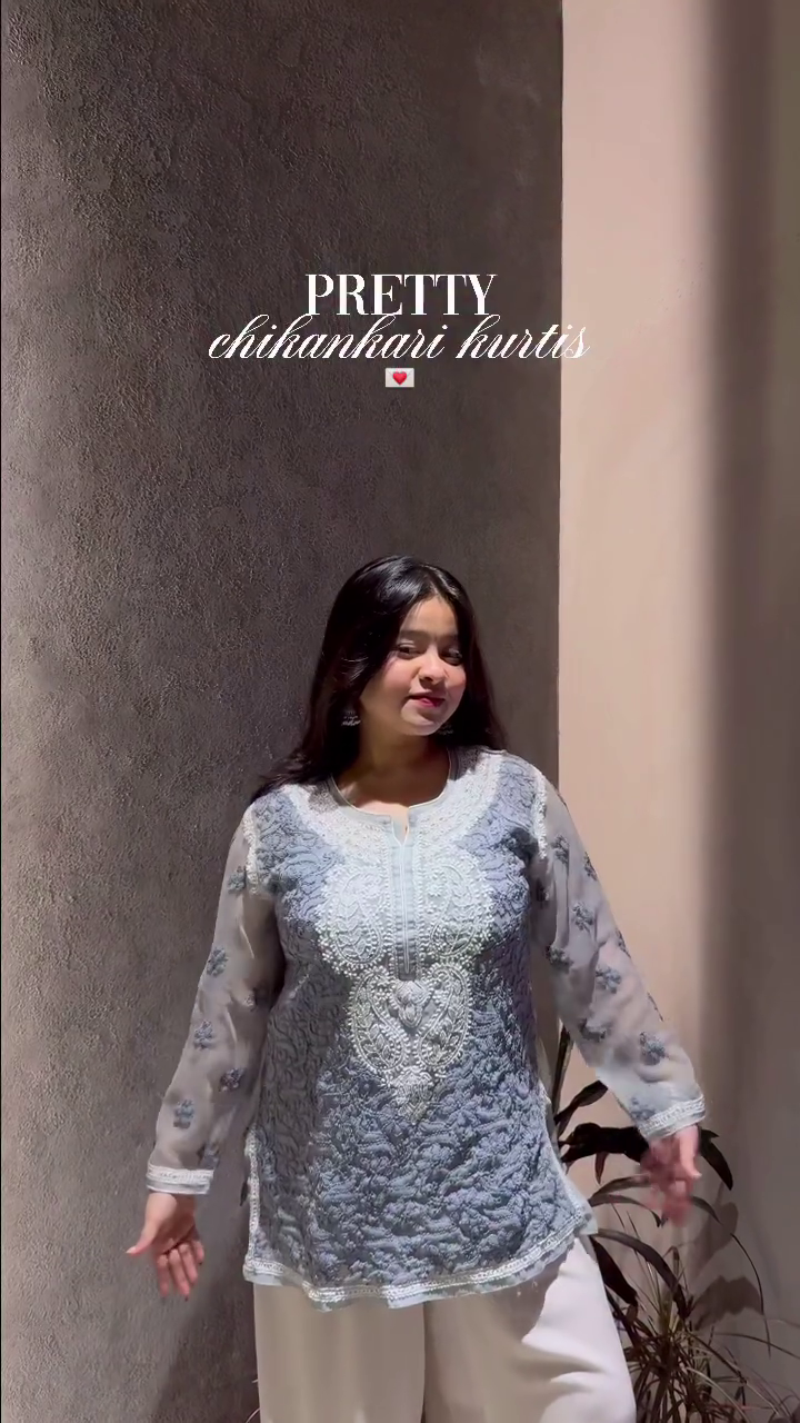Grey Chikankari Kurti