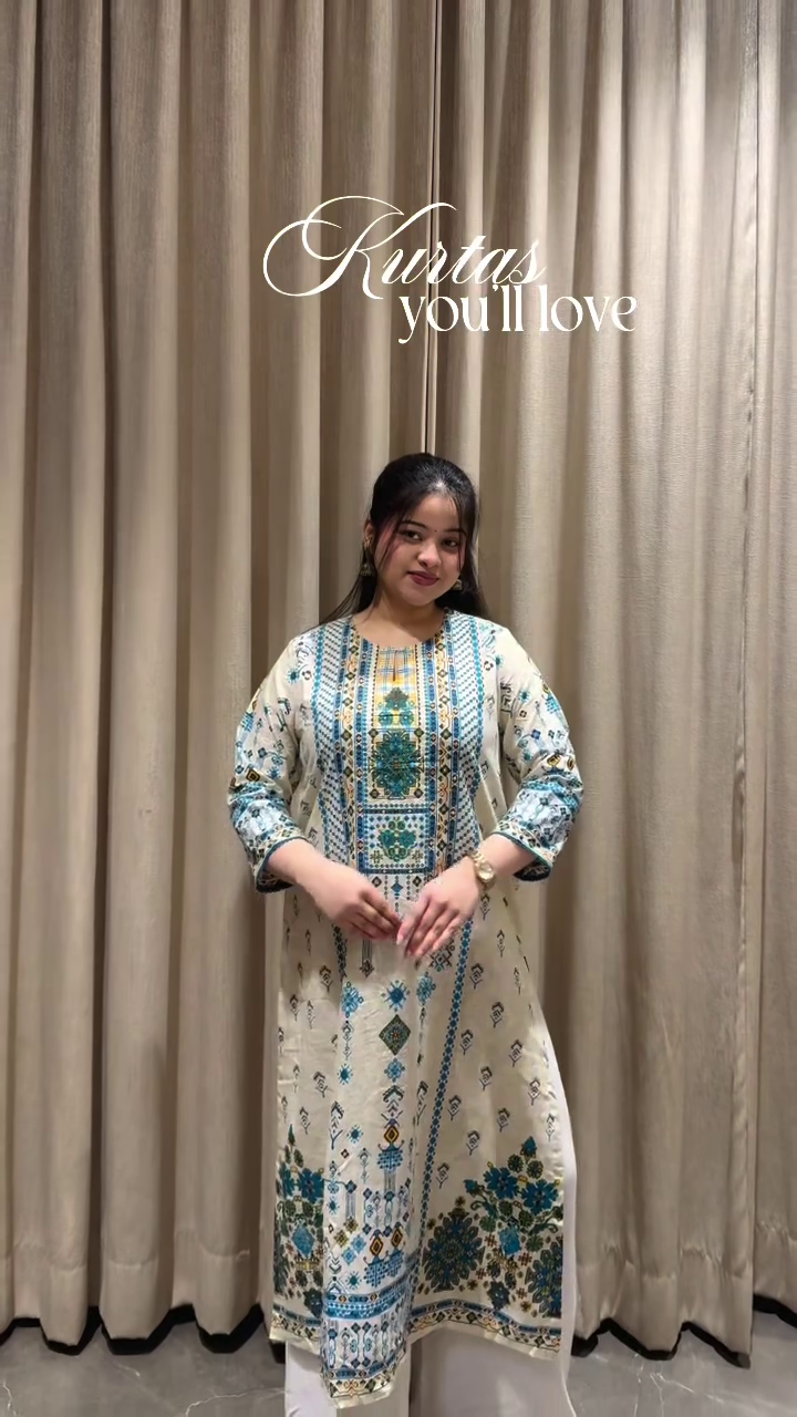 Yellow Embroidered Kurti