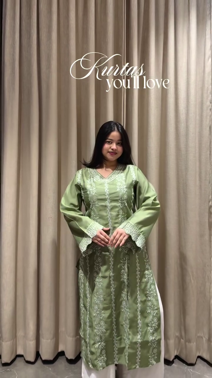 Yellow Embroidered Kurti