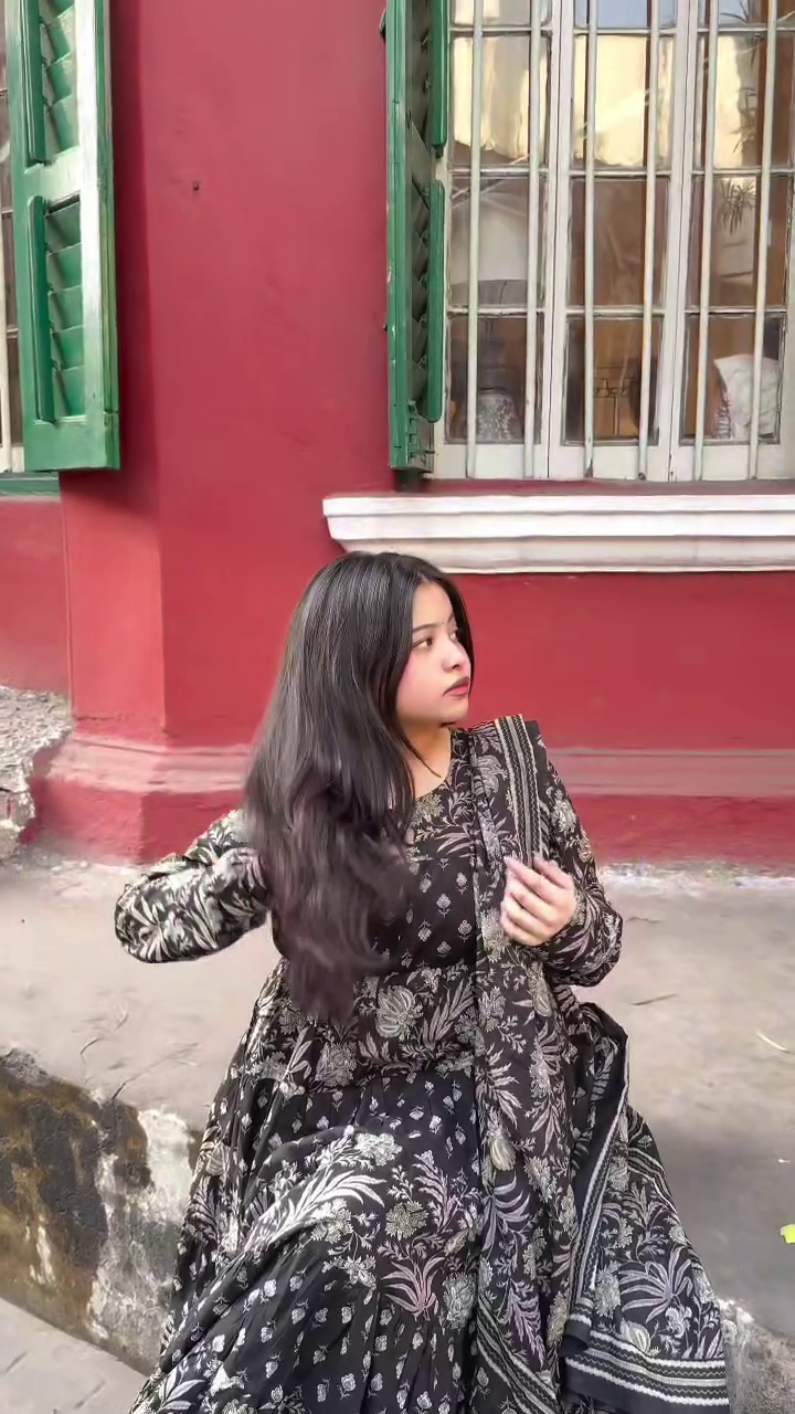 Black Printed Anarkali