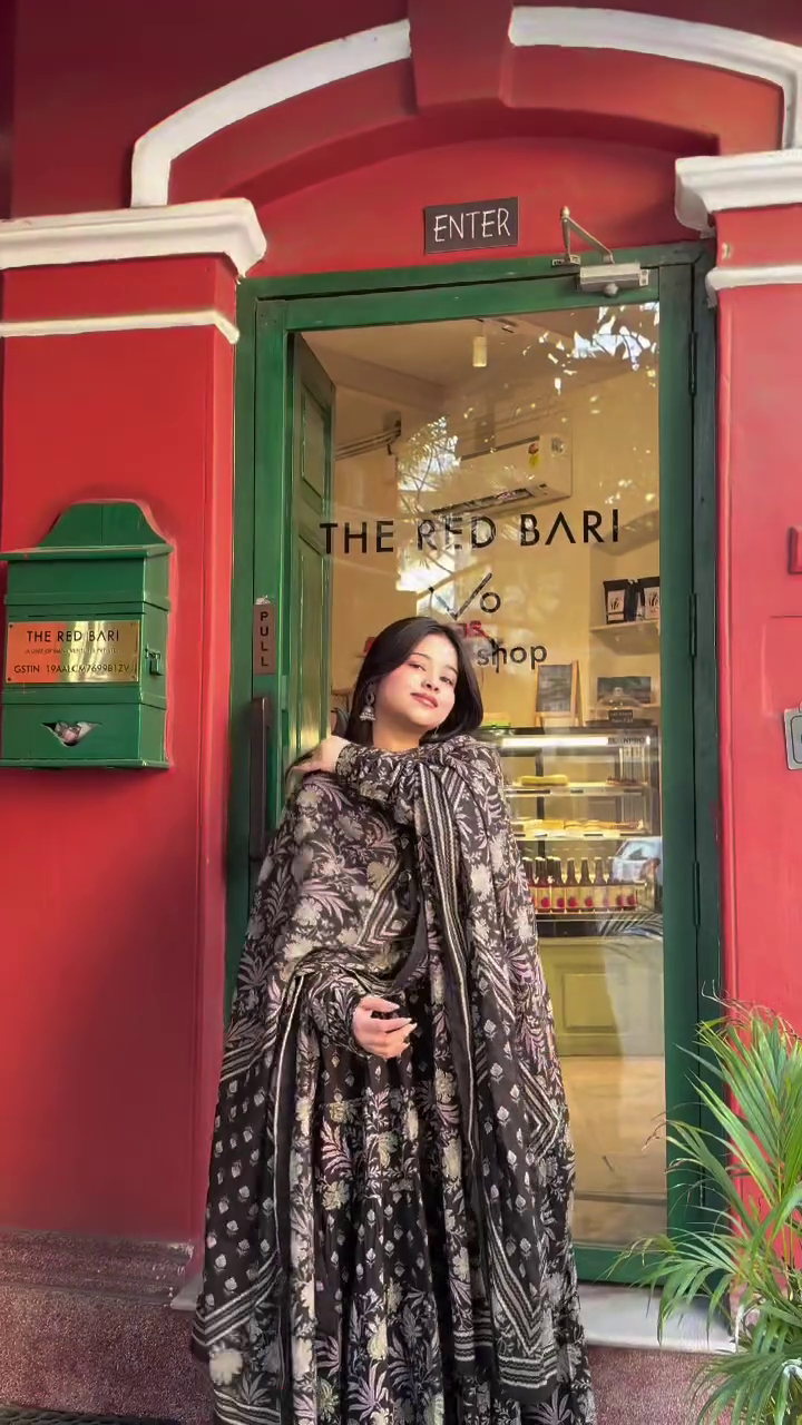 Black Printed Anarkali