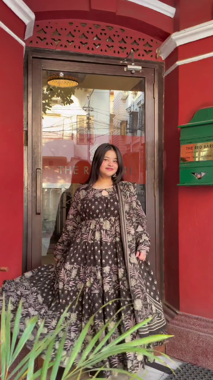 Black Printed Anarkali