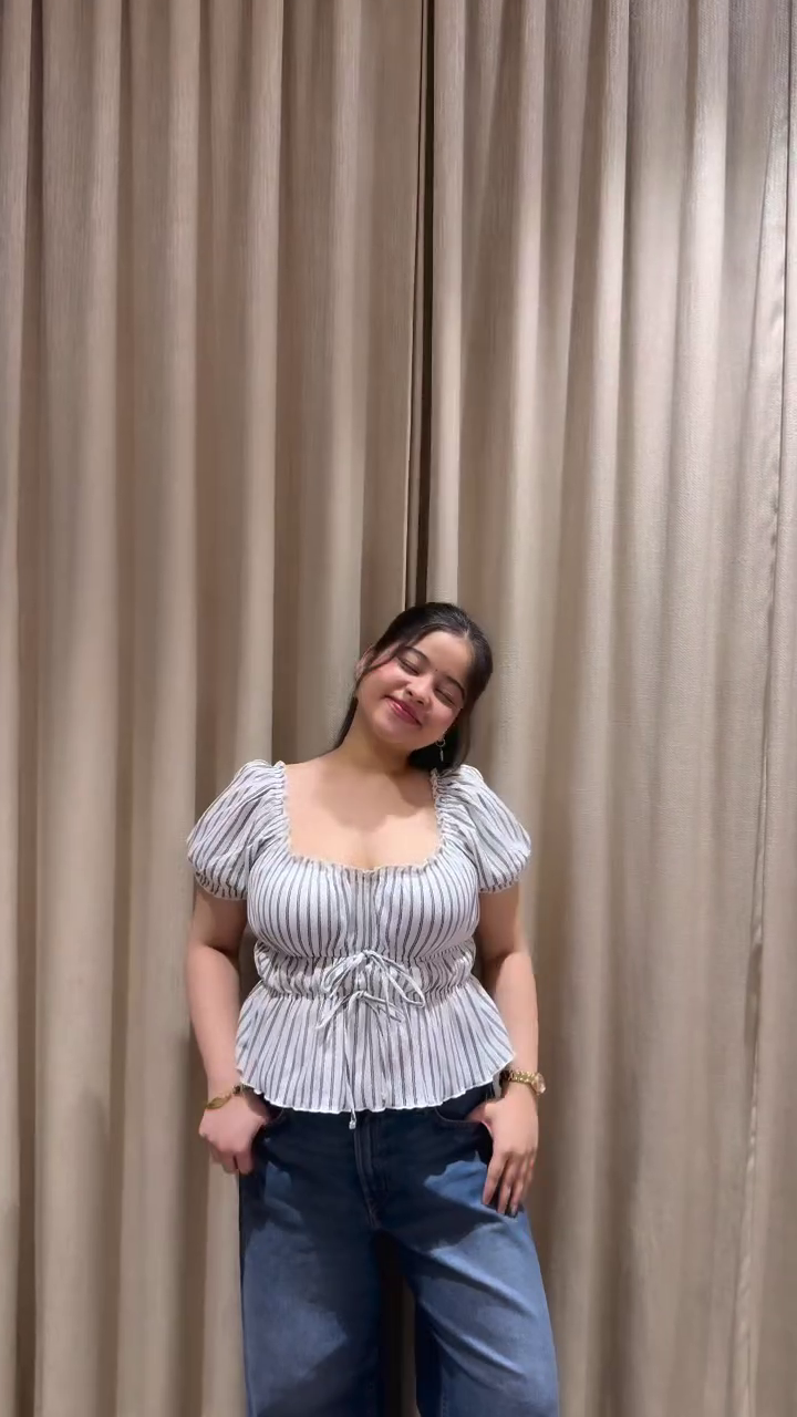 White Ruffle Top & Denim Look