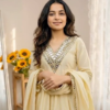 Cream Anarkali Suit with Dupatta
