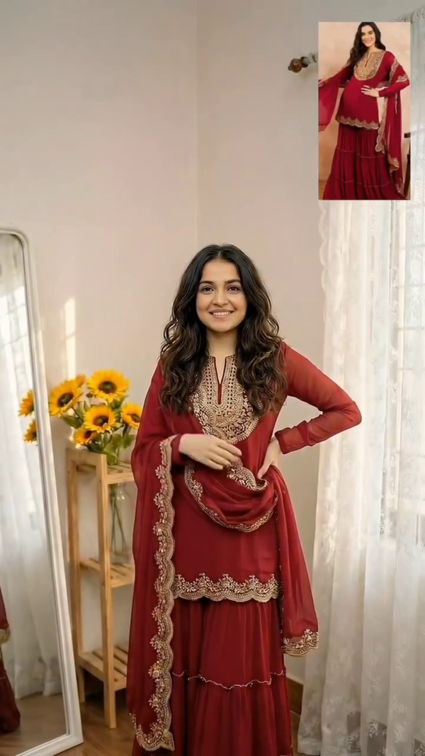 Cream Anarkali Suit with Dupatta