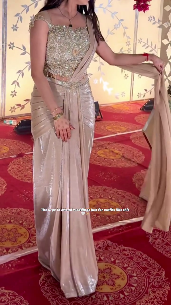 Champagne Gold Designer Saree