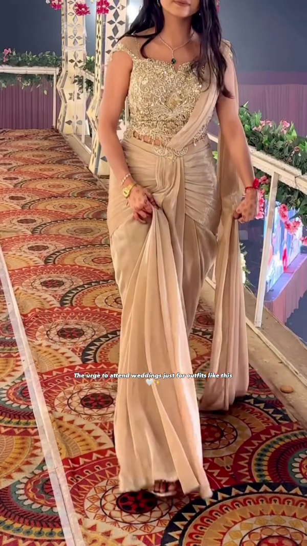 Champagne Gold Designer Saree