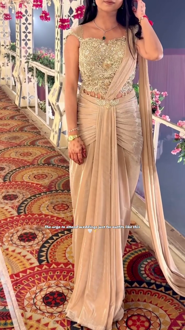 Champagne Gold Designer Saree