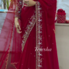 Regal Ruby: Hand-Embroidered Bridal Georgette Saree by Teresha
