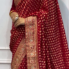 Maroon Pure Banarasi Handloom Georgette Saree – A Regal Blend of Tradition and Elegance