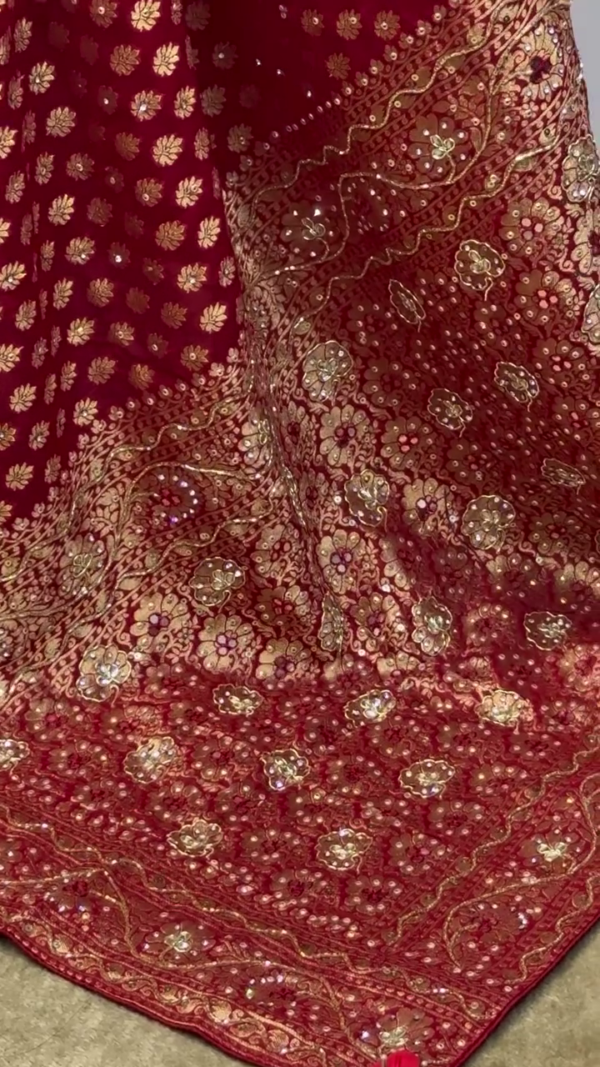 Maroon Pure Banarasi Handloom Georgette Saree – A Regal Blend of Tradition and Elegance