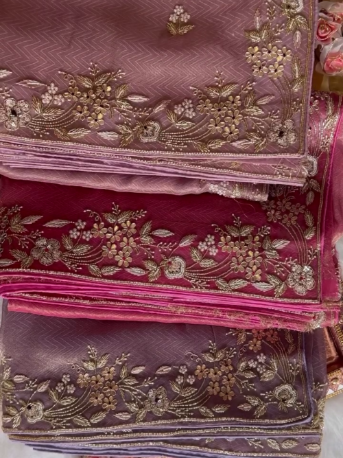 Elegant Zariwork Semi Crepe Unstitched Saree – A Perfect Blend of Tradition and Modernity