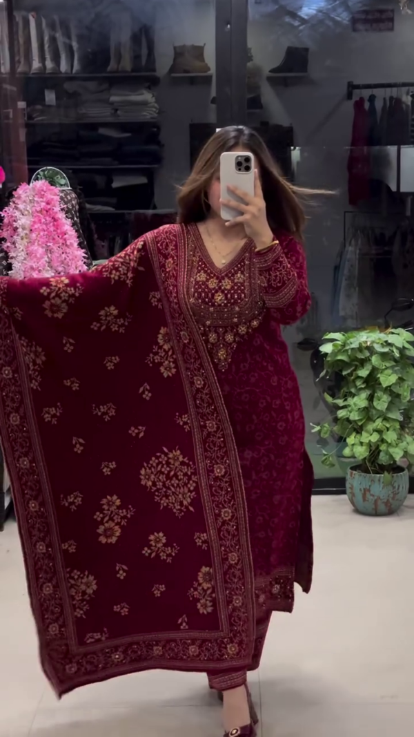 Gorgeous Purple & Red Georgette Embroidery Sequence Salwar Suit – A Perfect Fusion of Elegance and Tradition