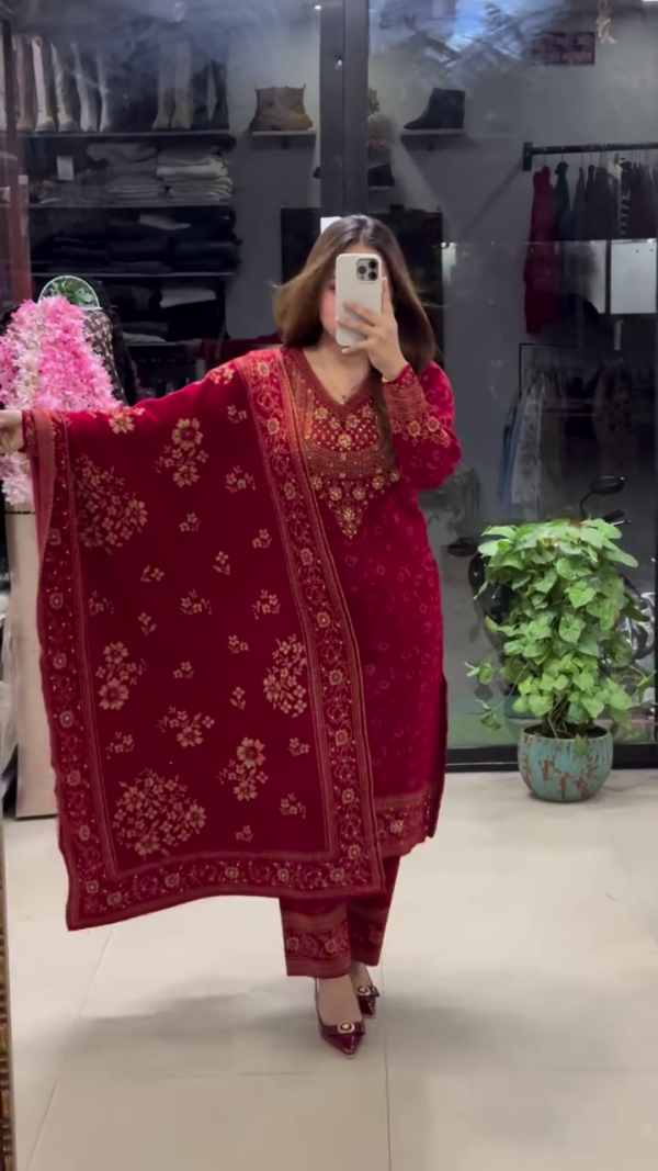 Gorgeous Purple & Red Georgette Embroidery Sequence Salwar Suit – A Perfect Fusion of Elegance and Tradition