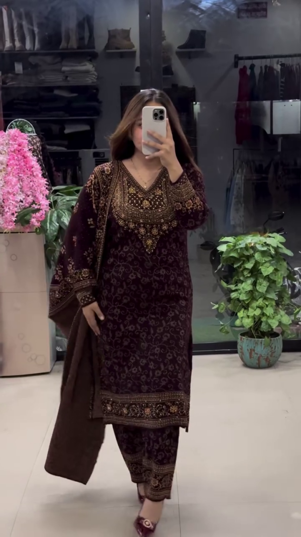 Gorgeous Purple & Red Georgette Embroidery Sequence Salwar Suit – A Perfect Fusion of Elegance and Tradition