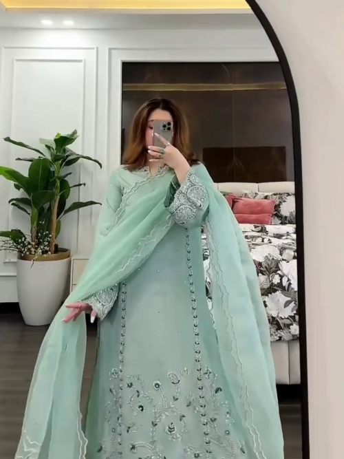 Elegant Blue & Grey Georgette Embroidery Sequence Salwar Suit – A Perfect Blend of Tradition and Glamour