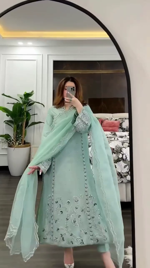 Elegant Blue & Grey Georgette Embroidery Sequence Salwar Suit – A Perfect Blend of Tradition and Glamour