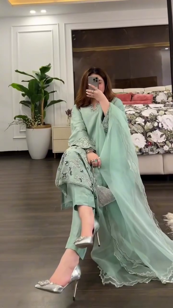 Elegant Blue & Grey Georgette Embroidery Sequence Salwar Suit – A Perfect Blend of Tradition and Glamour