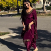 Elegant Wine Silk Salwar Kameez Suit with Dupatta – A Perfect Choice for Every Festive Occasion