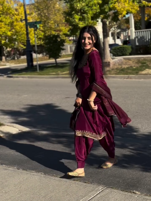 Elegant Wine Silk Salwar Kameez Suit with Dupatta – A Perfect Choice for Every Festive Occasion