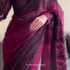 Exquisite Raspberry Wine Floral Patterned Stone Work Saree – A Perfect Blend of Elegance and Glamour