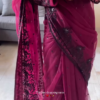 Exquisite Raspberry Wine Floral Patterned Stone Work Saree – A Perfect Blend of Elegance and Glamour