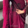 Exquisite Raspberry Wine Floral Patterned Stone Work Saree – A Perfect Blend of Elegance and Glamour