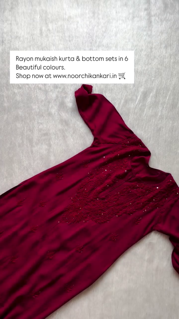 Handcrafted Rayon Muqaish Dyed Chikankari Kurtis – A Fusion of Traditional Craft and Contemporary Style