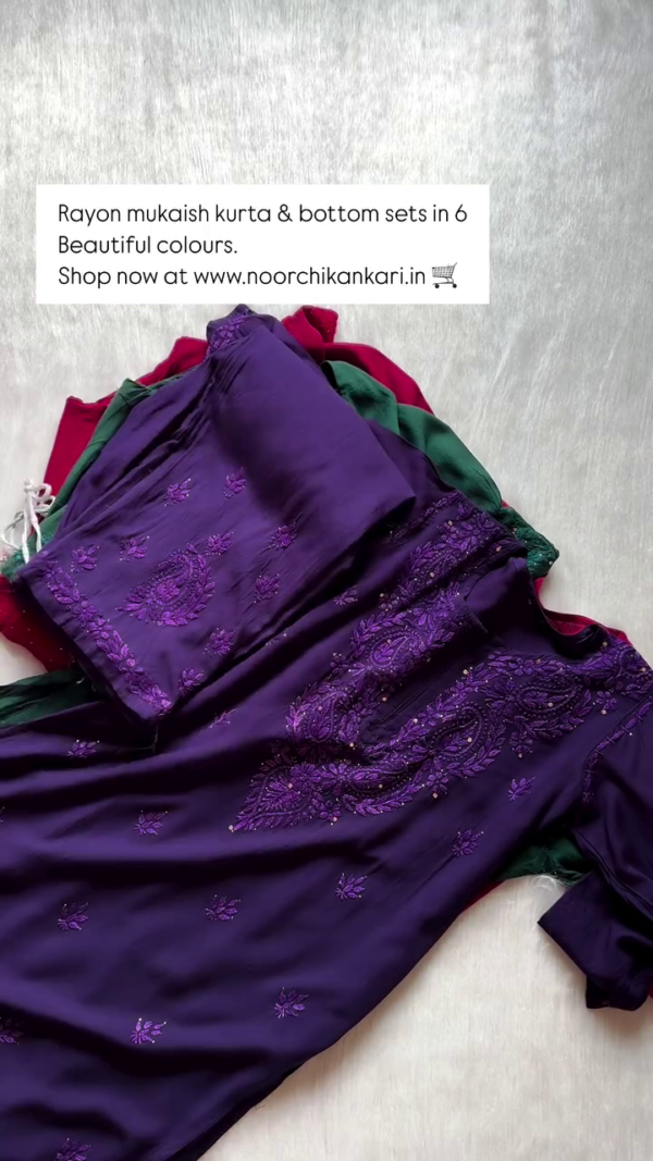 Handcrafted Rayon Muqaish Dyed Chikankari Kurtis – A Fusion of Traditional Craft and Contemporary Style