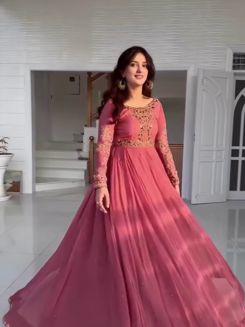 New Designer Party Wear Gown with Fancy Embroidery & Sequins Work – A Perfect Blend of Elegance and Glamour