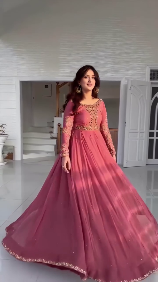 New Designer Party Wear Gown with Fancy Embroidery & Sequins Work – A Perfect Blend of Elegance and Glamour