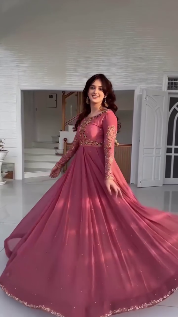 New Designer Party Wear Gown with Fancy Embroidery & Sequins Work – A Perfect Blend of Elegance and Glamour