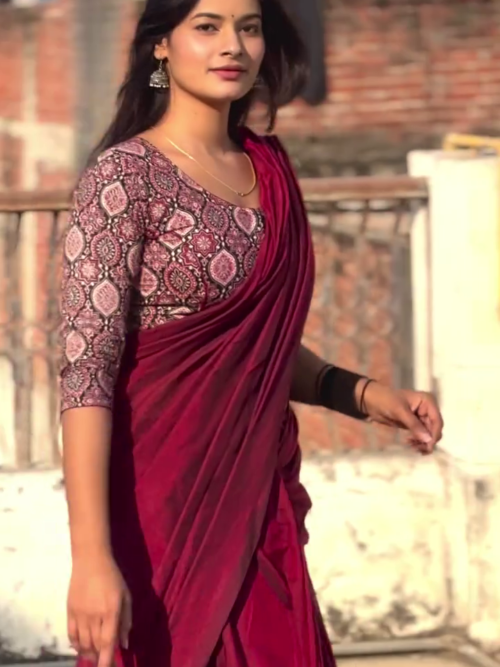 Dark Pink Mangalagiri Plain Cotton Saree – A Beautiful Blend of Tradition and Comfort