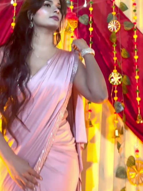 Peachy Peach Drape Ruffle Saree – A Contemporary Twist on Timeless Elegance