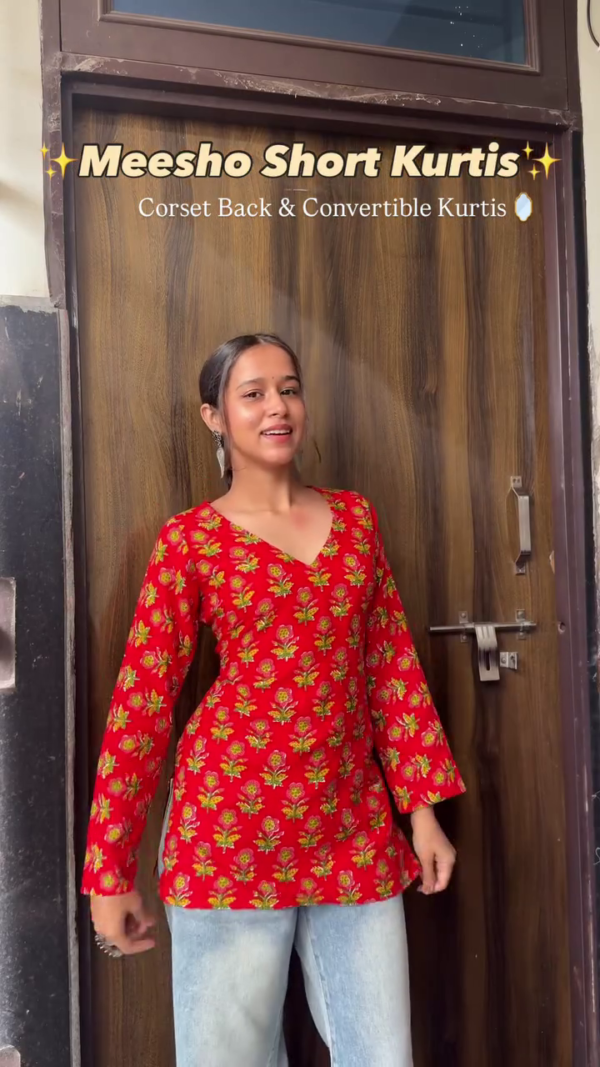 Pink Printed Casual Kurti