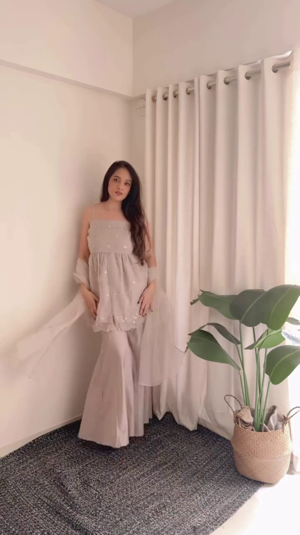 🌸 Blush Pink Embellished Halter Kurta & Palazzo Set