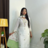 🤍 Ivory Classic Kurta Set with Ombre Chiffon Dupatta