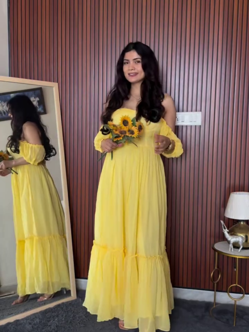 🌼 Sunshine Yellow Off-Shoulder Tiered Maxi Dress