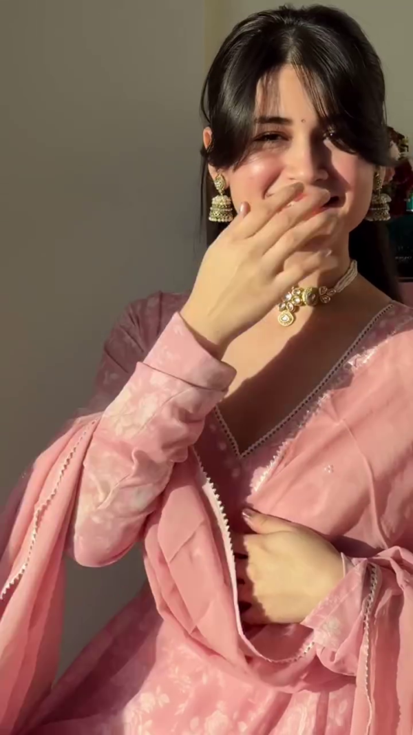 🌸 Blush Pink Anarkali Suit with Chiffon Dupatta