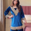 💙 Royal Blue Velvet Embellished Kurta Set