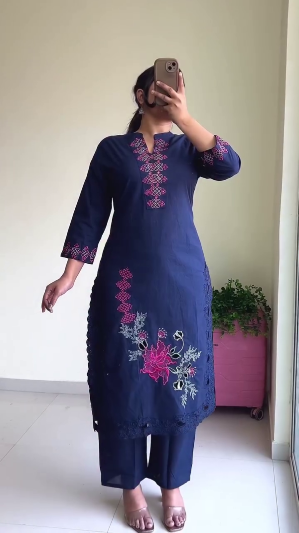 🤍 Ivory Sailboat Embroidered Kurta & Palazzo Set