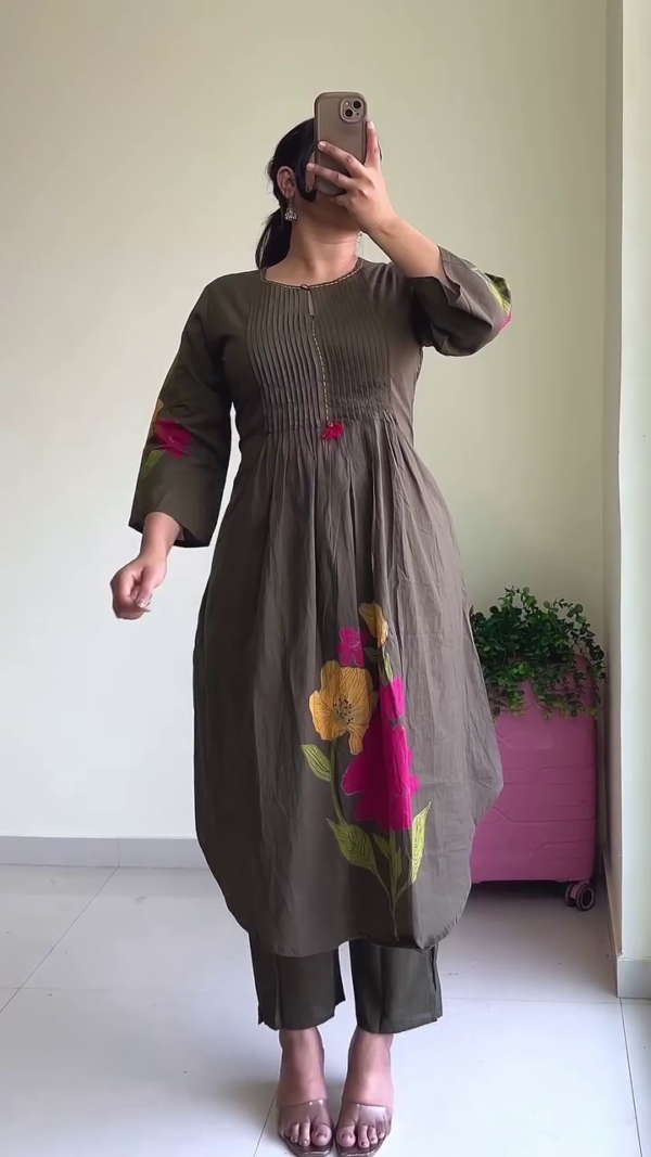 🤍 Ivory Sailboat Embroidered Kurta & Palazzo Set