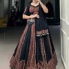 Black Cotton Chaniya Choli Set with Gota Patti and Printed Work Traditional Lehenga