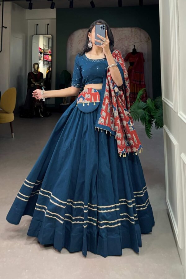 Firozi Color Plain With Gota Patti Cotton Garba Collection by Suratikart