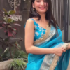 Elegant Teal Blue Saree with Golden Border