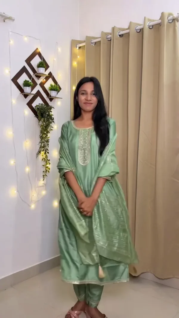 Elegant Pink A-Line Kurta Set with Floral Embroidery & Dupatta