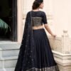 Black Chanderi Silk Lehenga Choli Set