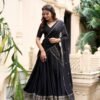 Black Chanderi Silk Lehenga Choli Set