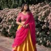 Mustard Color Zari Weaving Work Kanchipuram South Indian Lehenga Choli