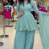 Mint Green Peplum Kurta Set with Palazzo Pants